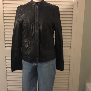 Cole Haan Leather Moto Jacket